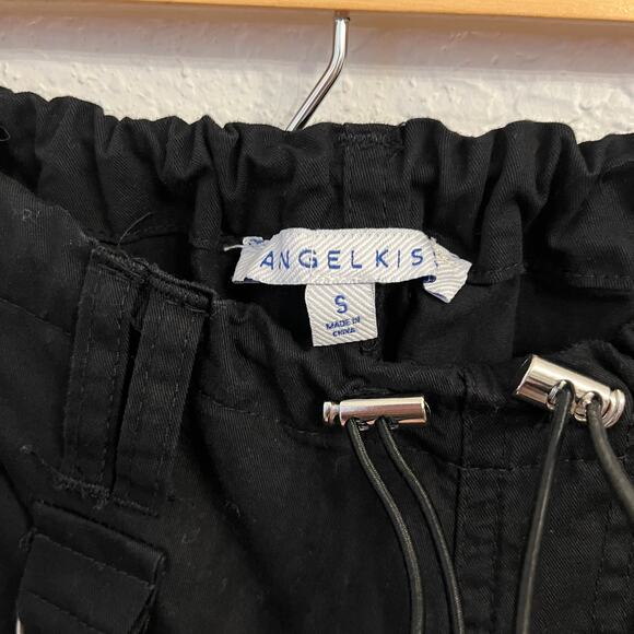 Angel Kiss Womens Y2K Wide Leg Cargo Pants S Goth Punk Grunge Black Pockets - Picture 8 of 14